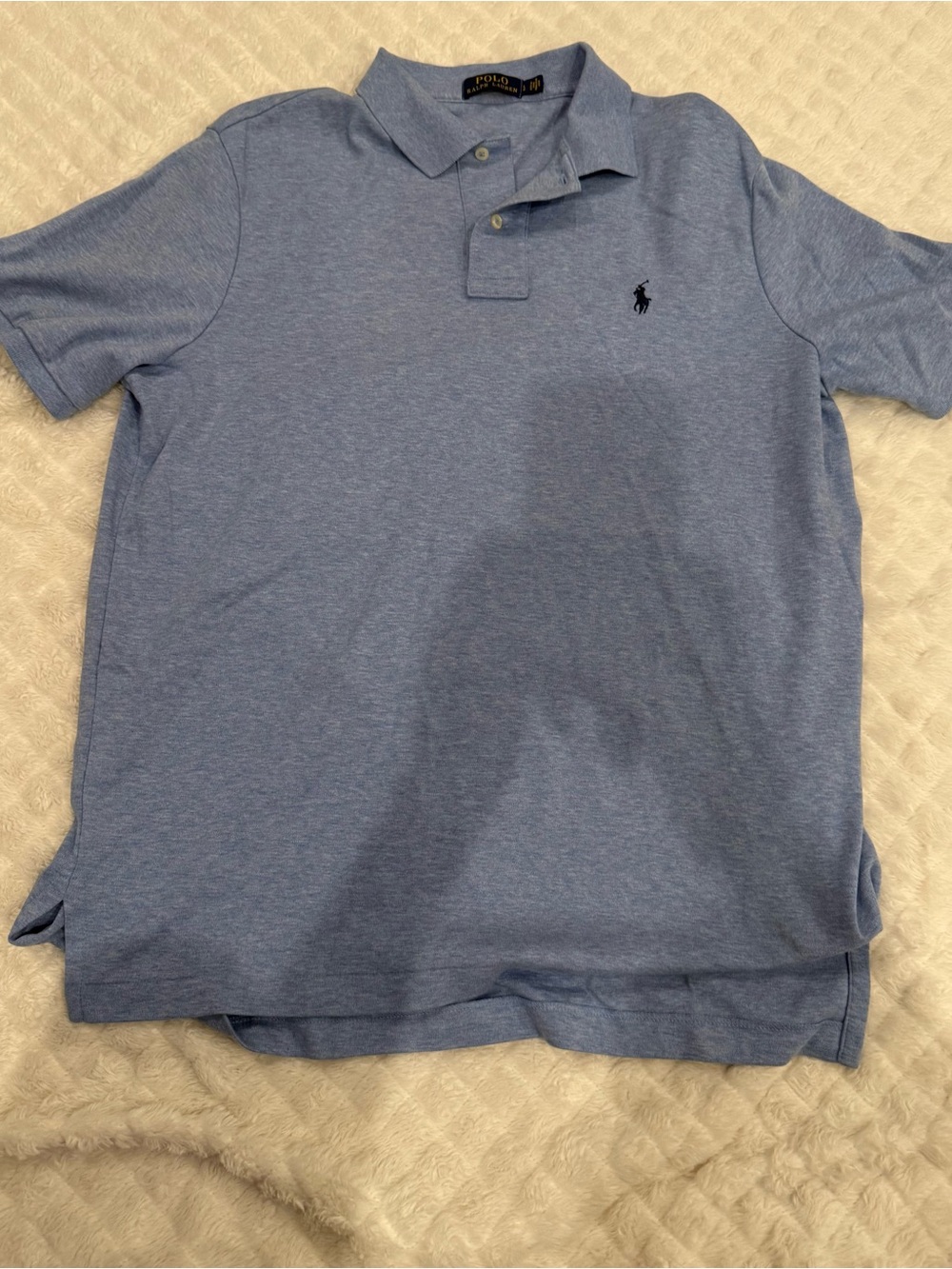 Ralph Lauren Men's Heathered Light Blue Polo with Embroidered Pony